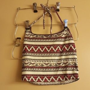 Tribal print halter crop top