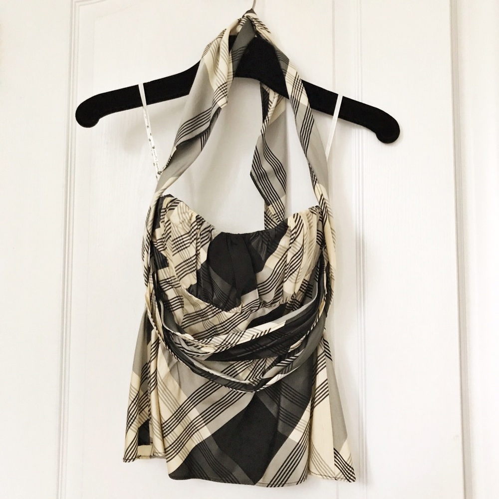 Nanette Lepore plaid bustier black and cream 4