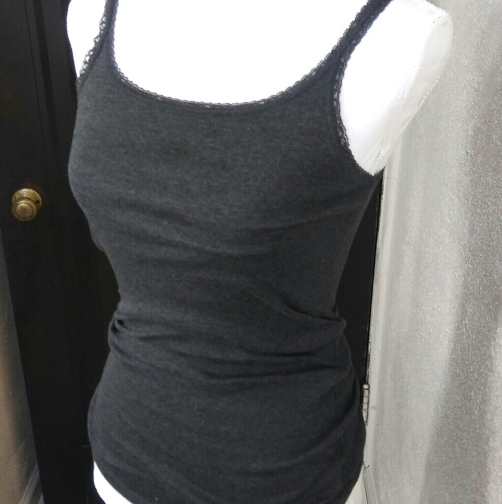 Old Navy Dark Gray Fitted Ribbed Tank with Lace