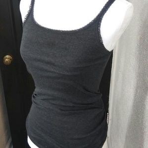 Old Navy Dark Gray Fitted Ribbed Tank with Lace