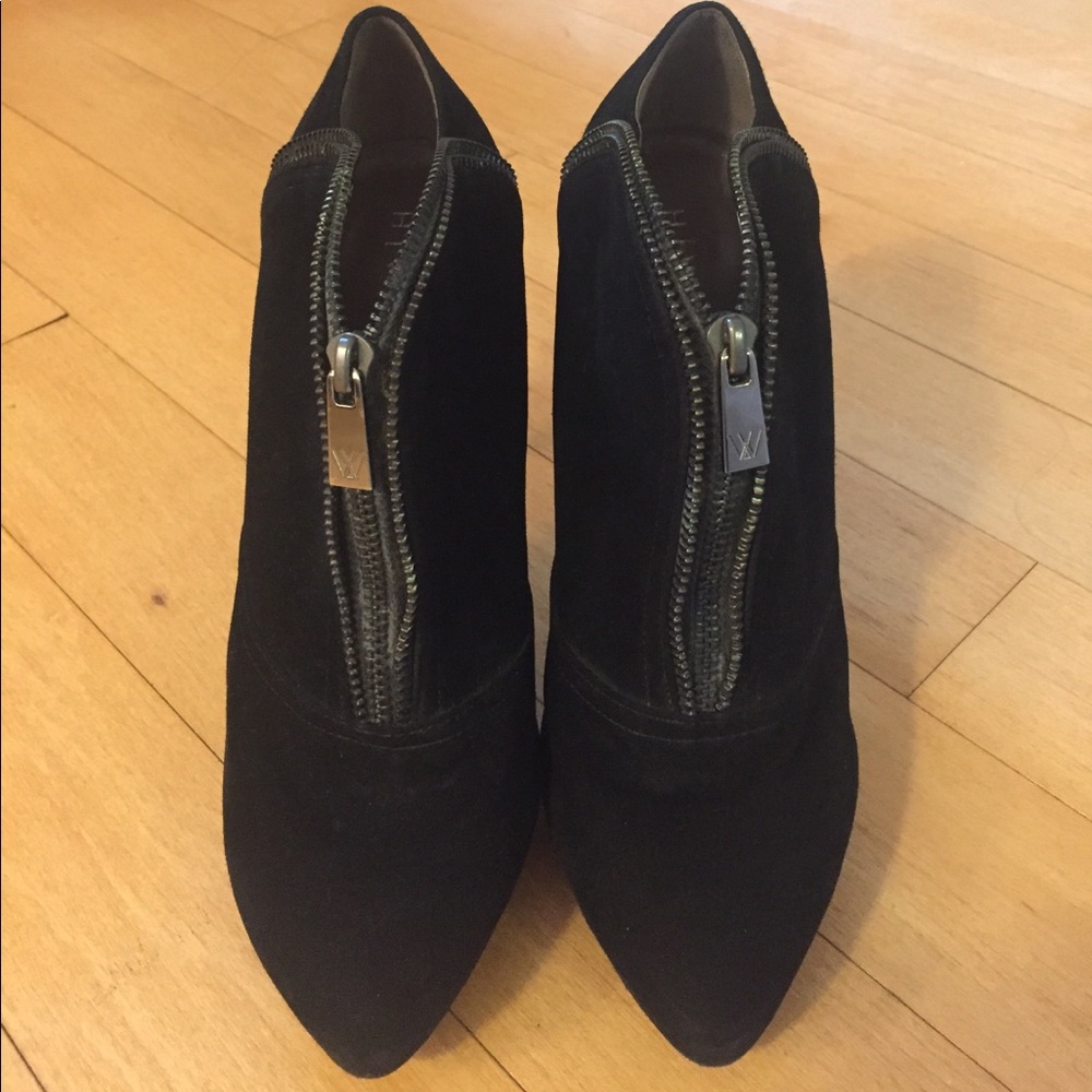 H Williams Black Suede Bootie Heels/ Ankle Boots