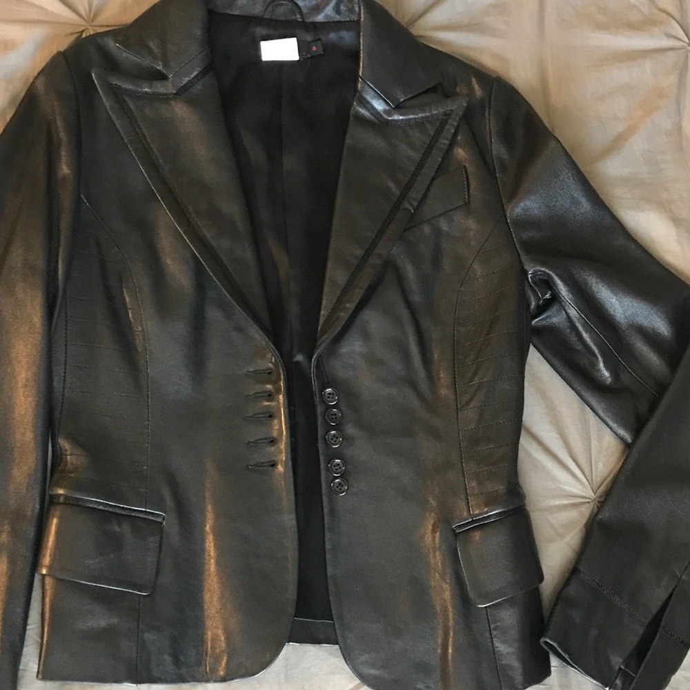 Black leather blazer