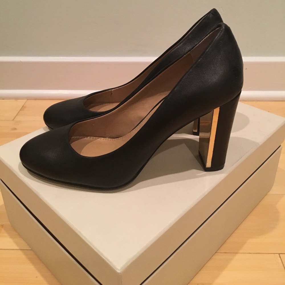 Gold Trim Leather Heels