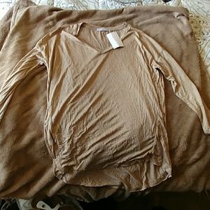 Tan long sleeved hi lo Tshirt
