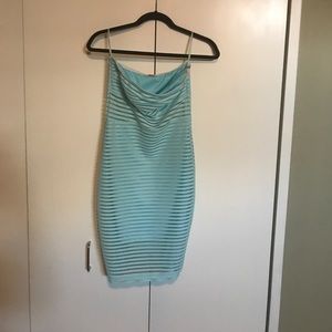 Strapless teal dress