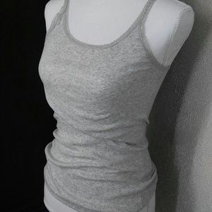 Old Navy Light Gray Fitted Ribbed Tank with Lace