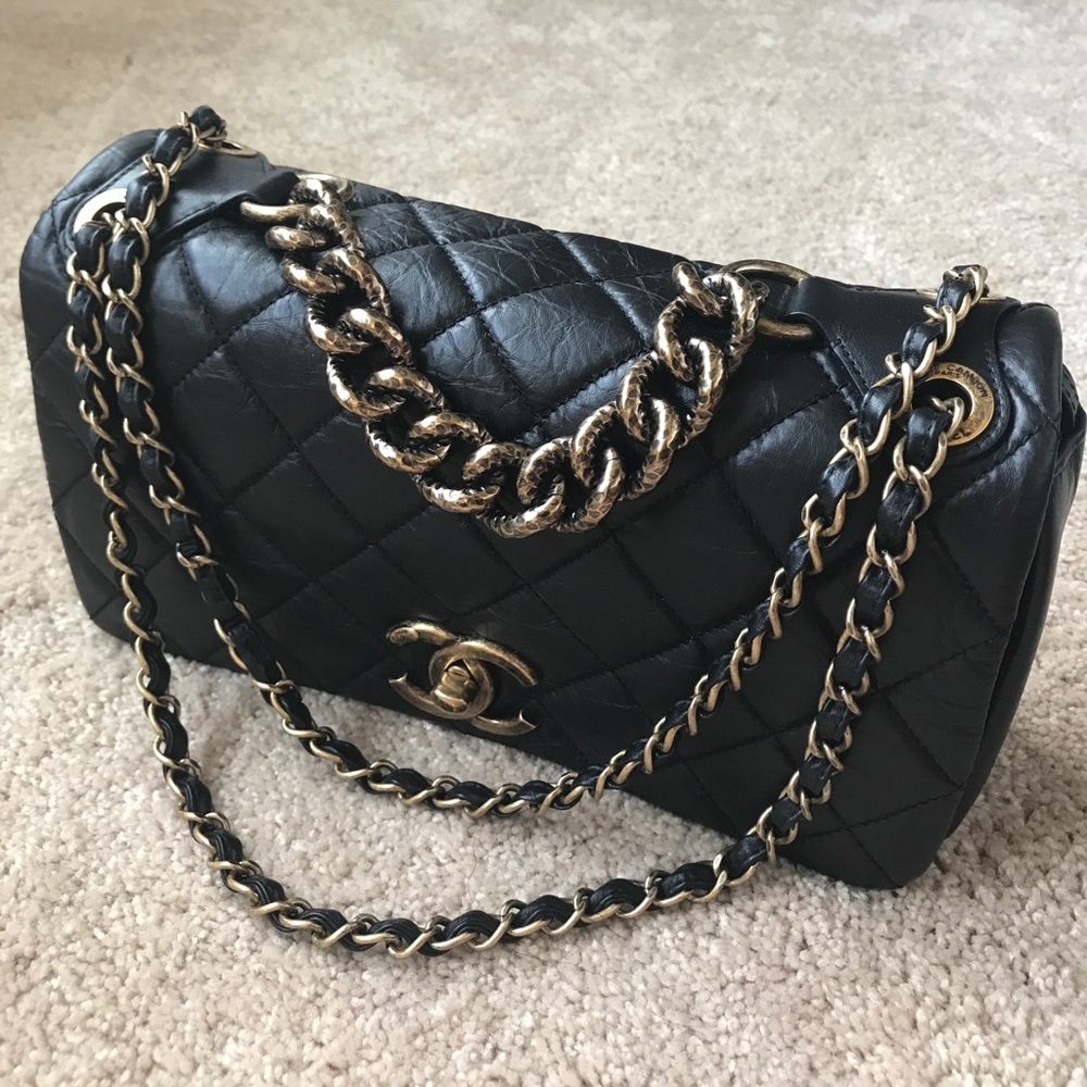 Authentic Chanel quilted black handbag