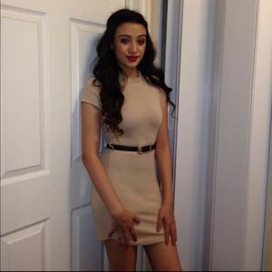 Tan body con T-shirt dress