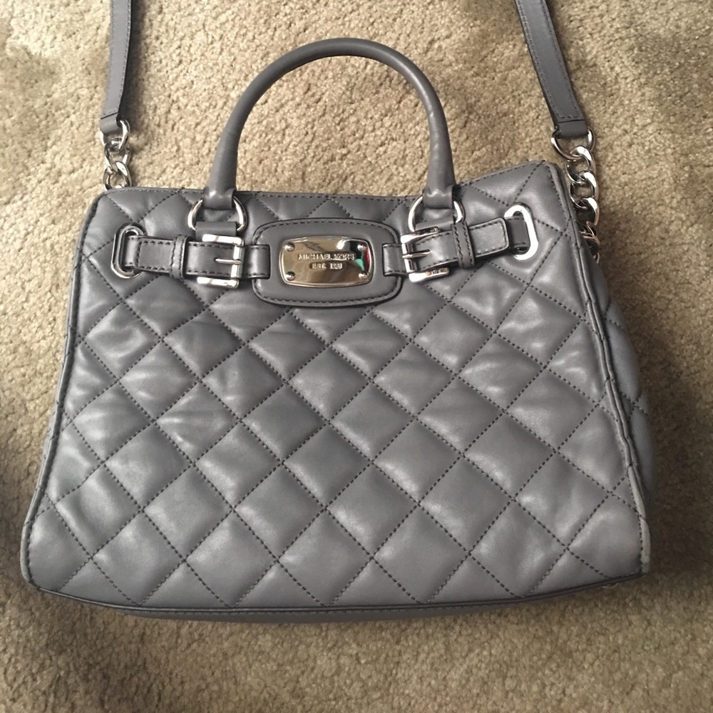 Michael Kors gray cross body quilted leather