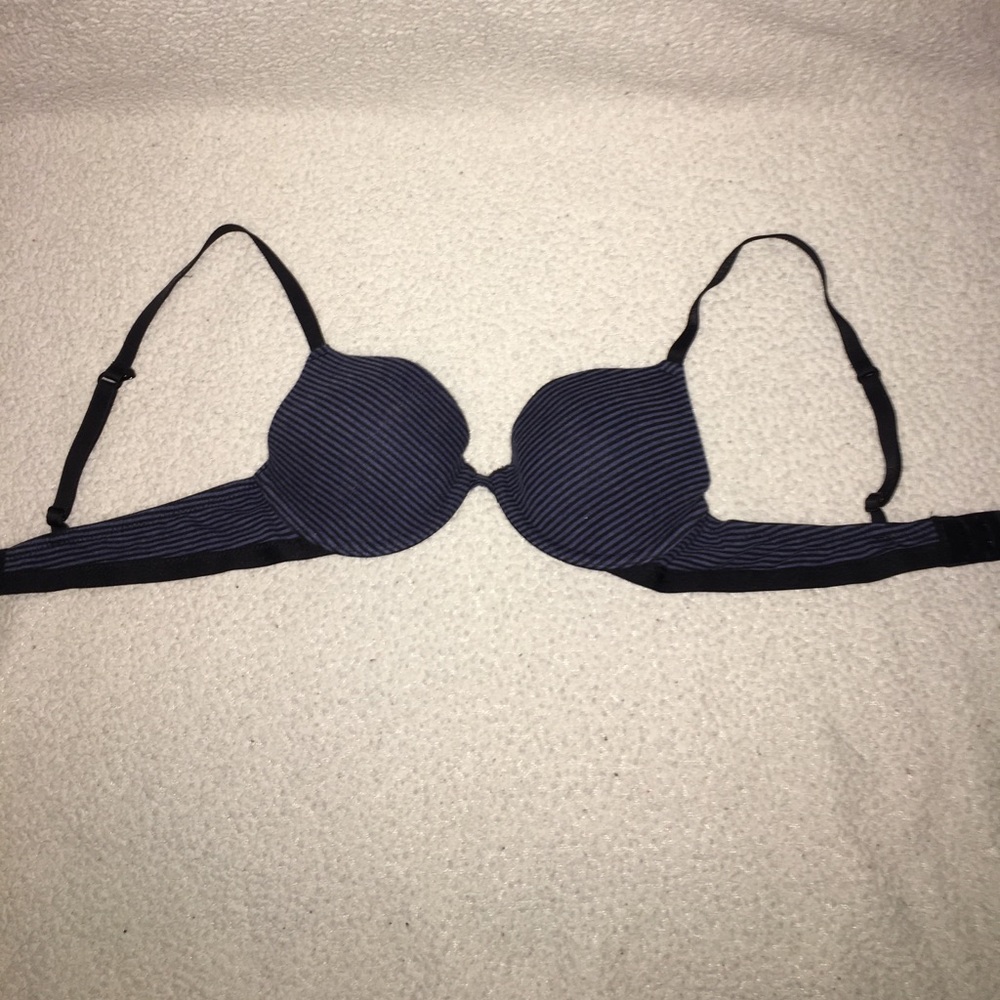 Blue/Black Striped Bra