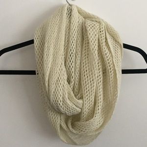 Cream and Gold Knit Infinity Scarf