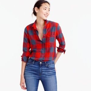 J Crew Boy Shirt in Fiery Sunset Buffalo Check