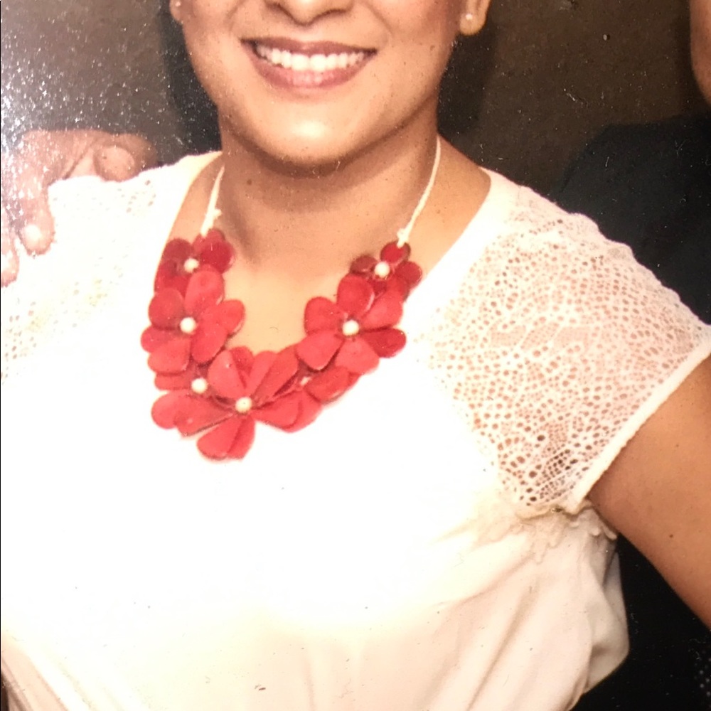 Red Tagua Leather Necklace