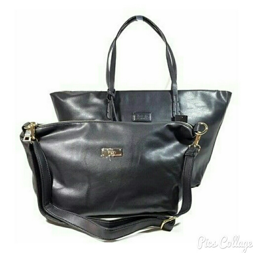 2pc BCBG PARIS BLACK TOTE w/CROSS BODY-NWT
