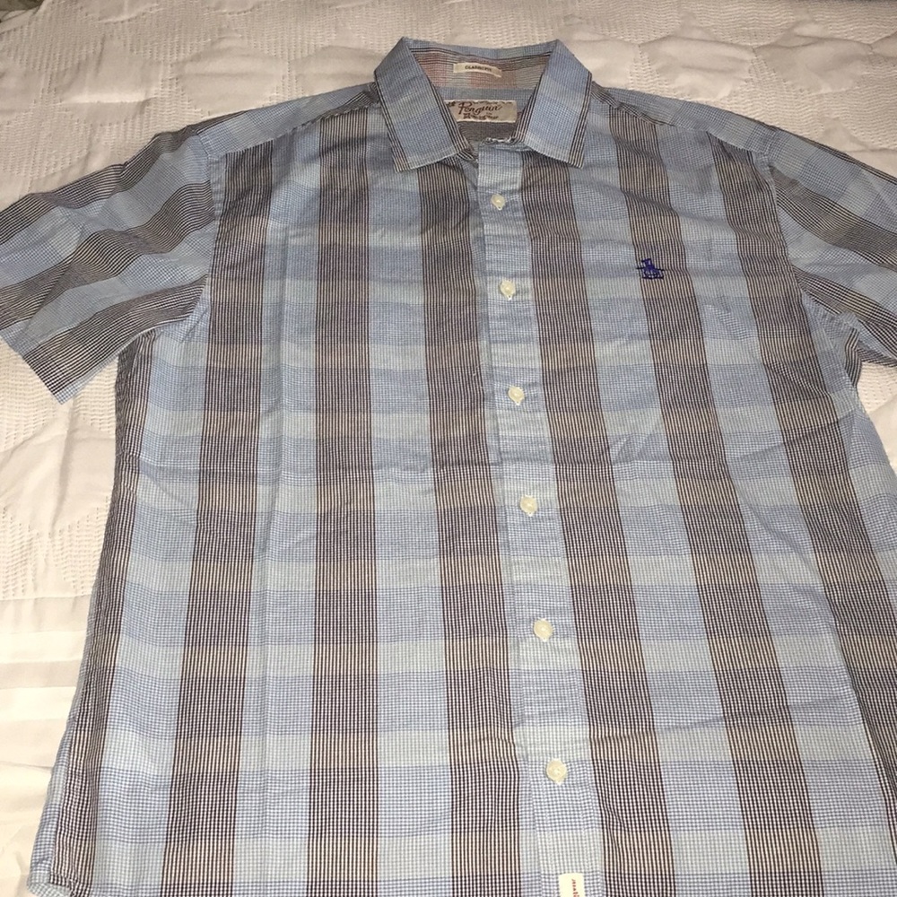 penguin button down shirt short sleeve