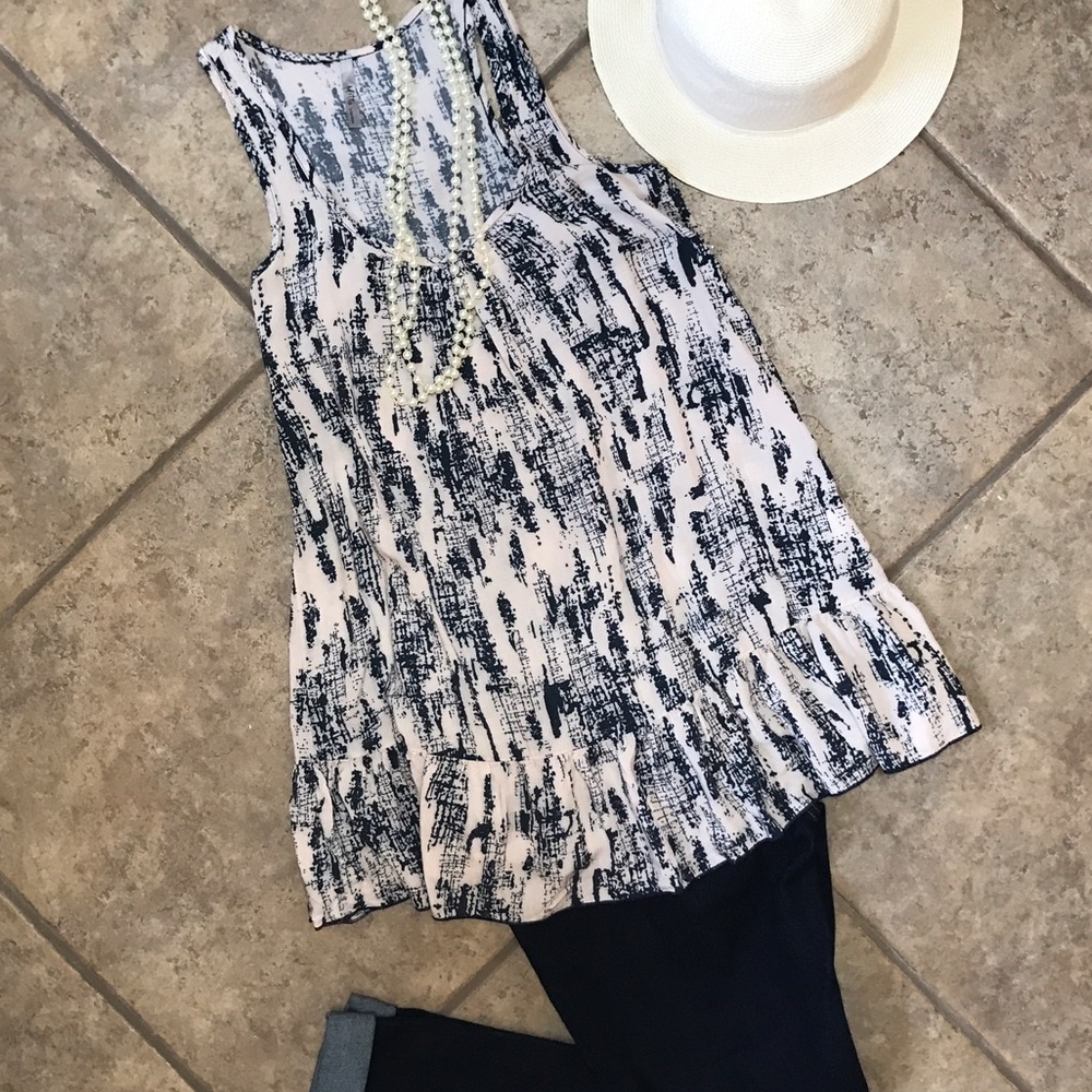 Long, ruffled tank top