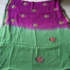 Purple/green  two tone saree.