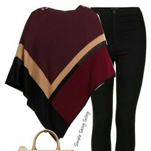 Burgundy White House Black Market poncho NWOT