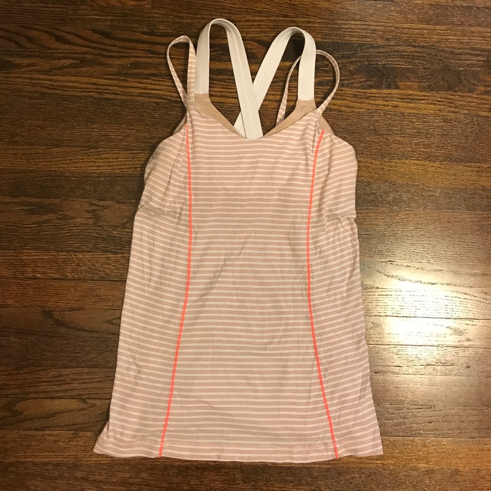 Lululemon cream and white striped top