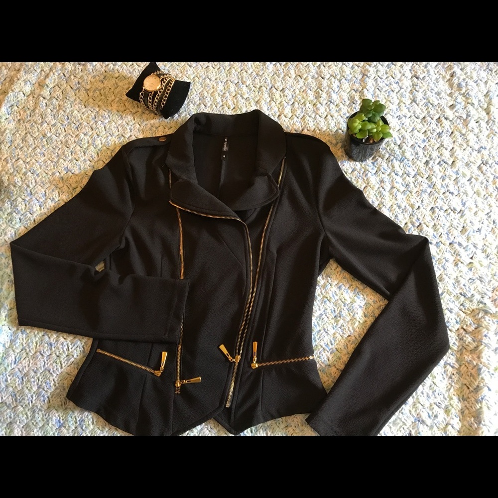Black and Gold Side-Zip Jacket