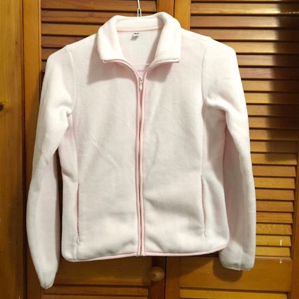 Baby Pink Fleece Sleeve Full-Zip Jacket