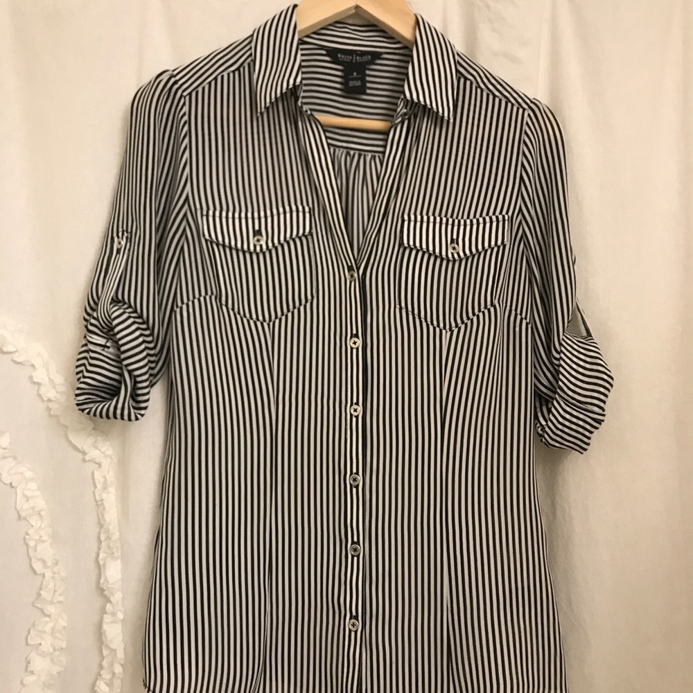 White House Black Market stripe button up