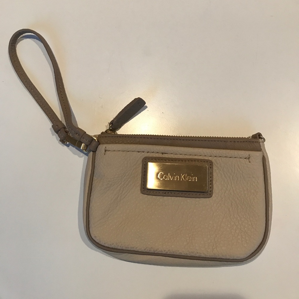 Calvin Klein Beige and Tan Wristlet