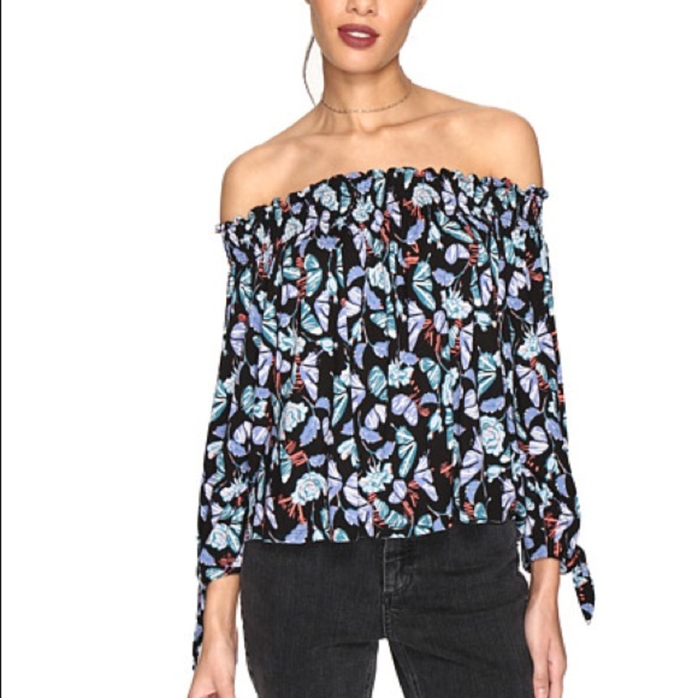 Free People Lexington Printed Off Shoulder Top - Picture 2 of 4