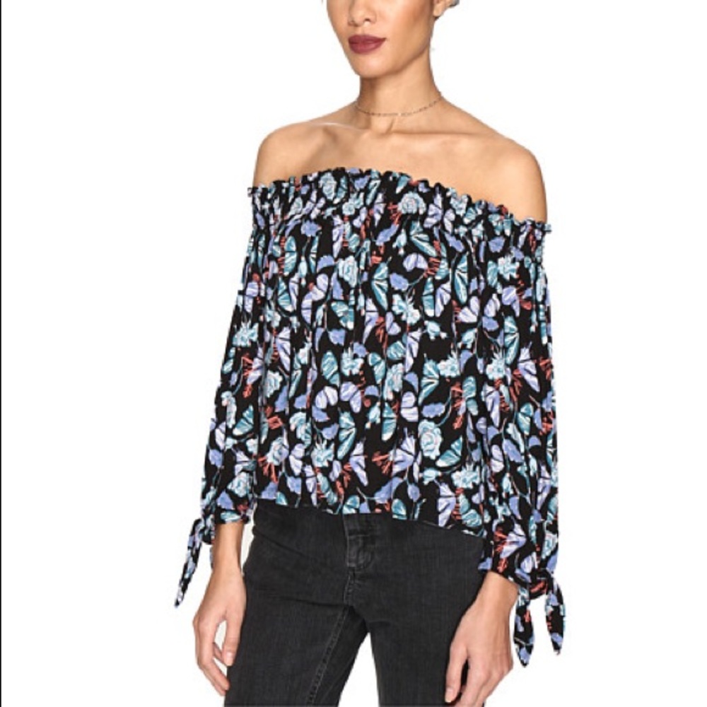 Free People Lexington Printed Off Shoulder Top - Picture 4 of 4