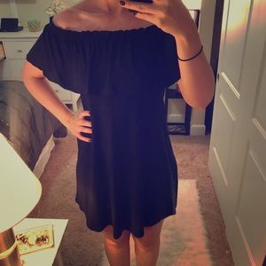 Black off the shoulder knit dress