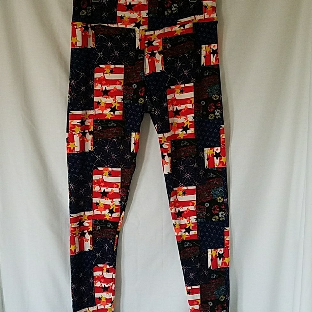 4 for $20 LuLaRoe red blue fireworks leggings
