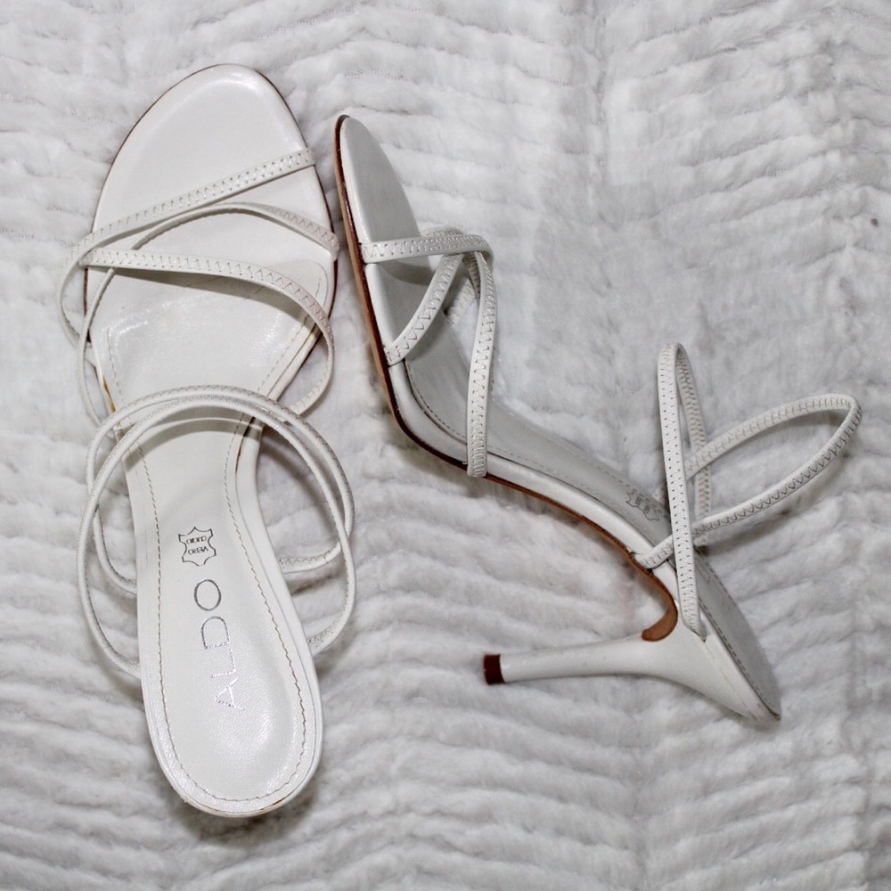 ALDO Strappy white heels
