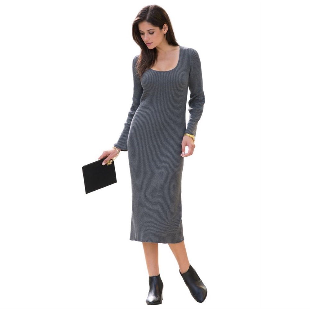 PLUS size. Scoop Neck Sweater Dress