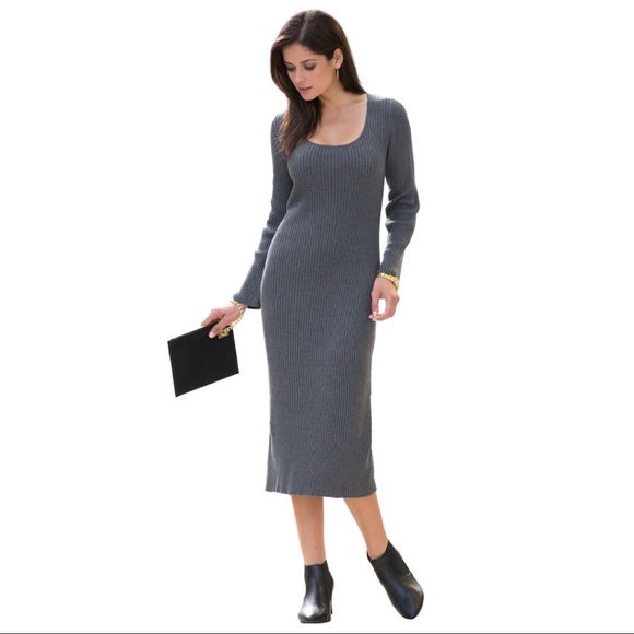 PLUS size. Scoop Neck Sweater Dress - Picture 1 of 2