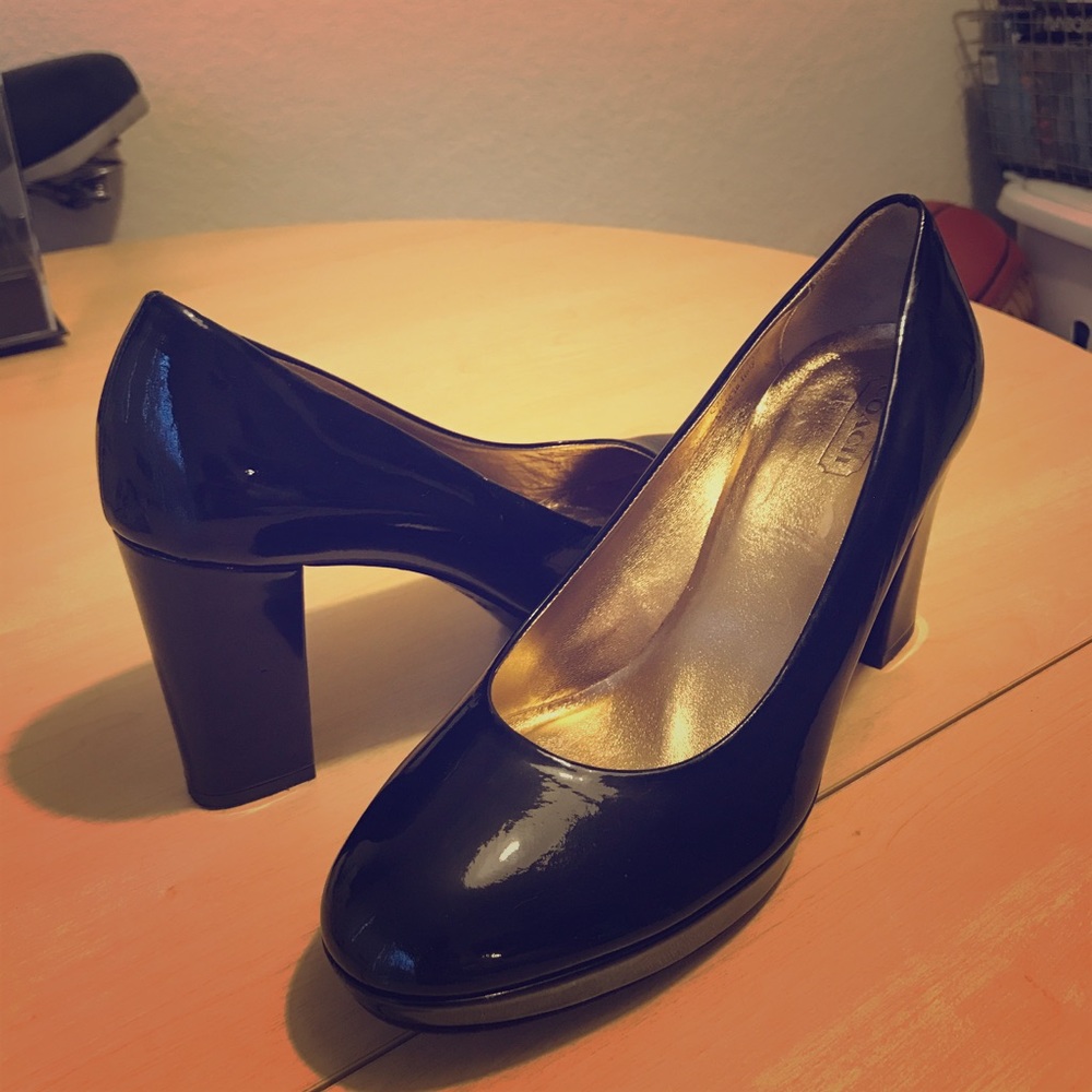Coach Black patent leather heels