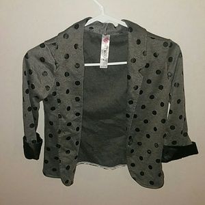 KIDS GRAY WITH BLACK POLKA DOT BLAZER