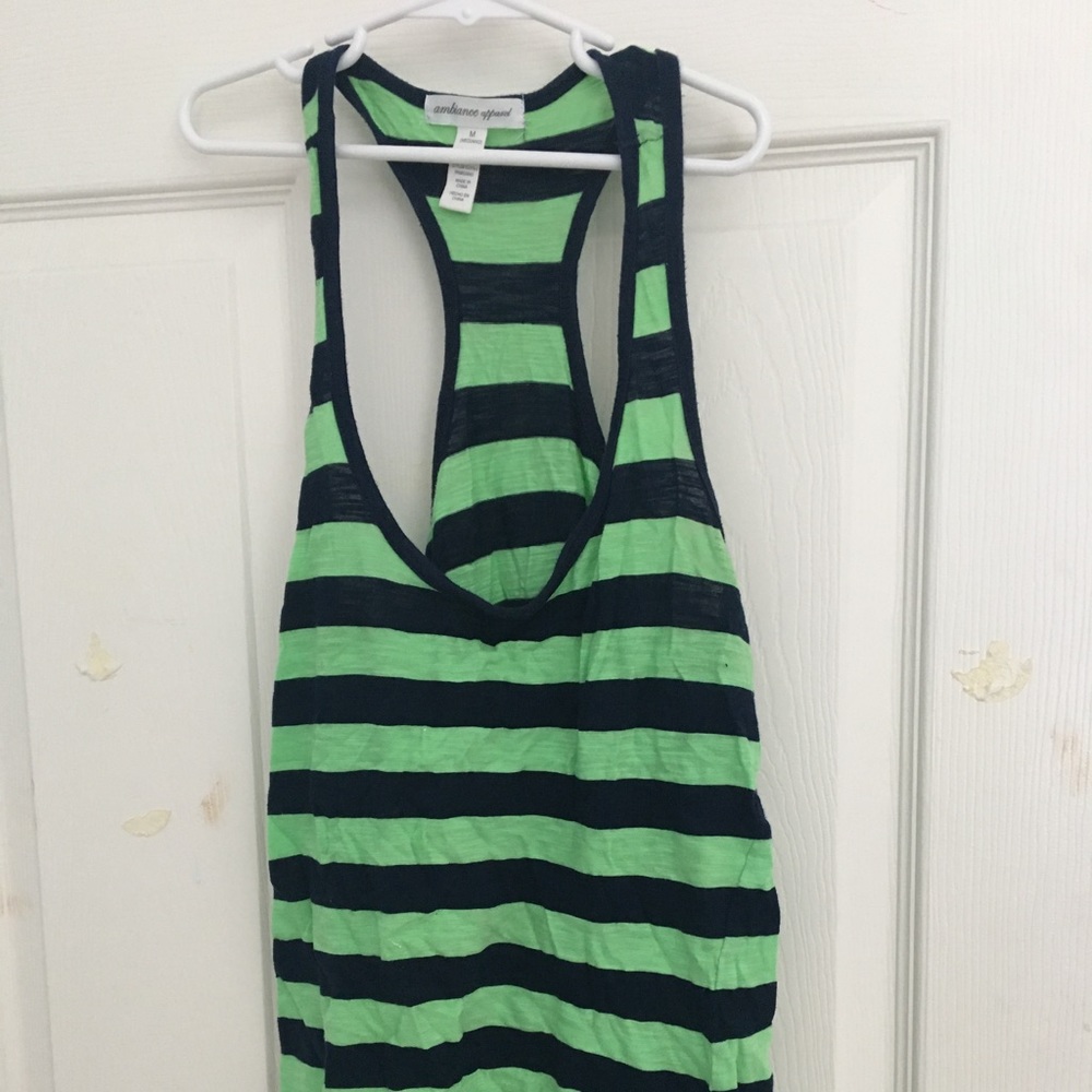 Ambiance apparel green and navy blue tank top