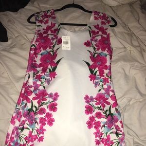 Pink and white flowered dress