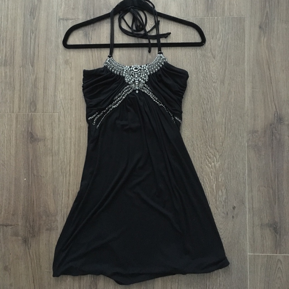 SKY | Black Halter Mini Dress