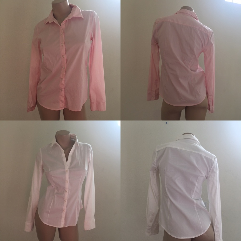 Bundle of two pink and white button down shirts