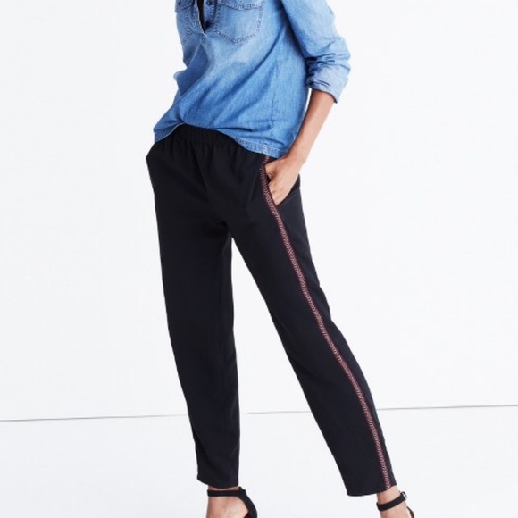 Madewell Pants - Madewell embroidered track trousers