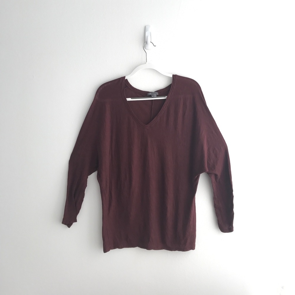 Vince Burgundy Long Sleeve V-Neck