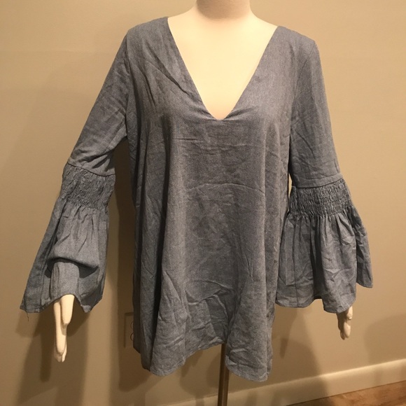 NWOT Free People Chambray mini dress romper - Picture 3 of 7