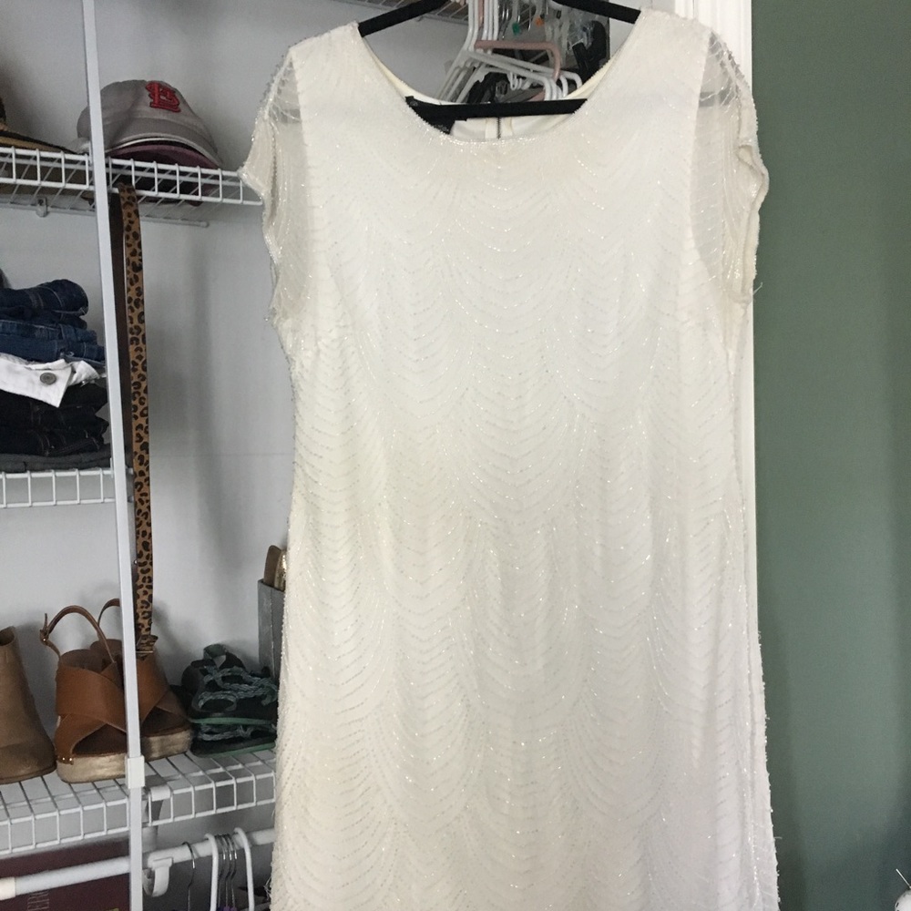 White beaded cocktail dress