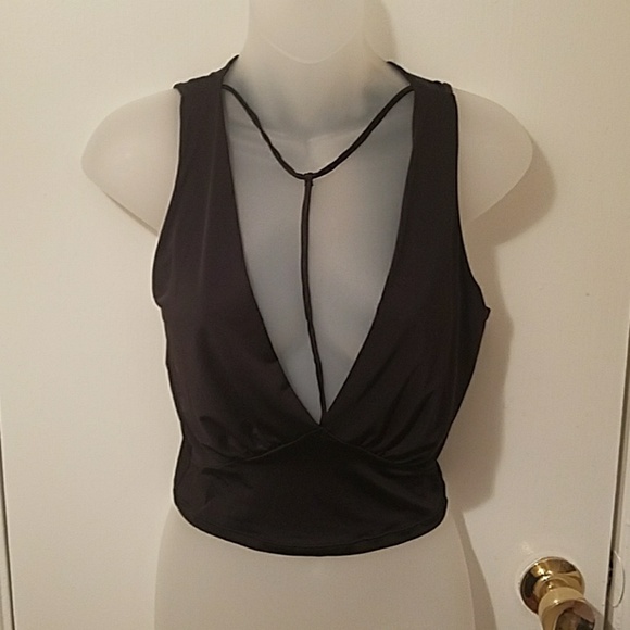 Mikey & Joey Tops - NWT Black Plunging Crop Top