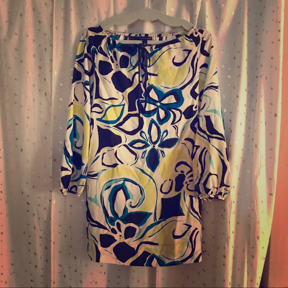 BANANA REPUBLIC PATTERNED SHIFT DRESS W TIE