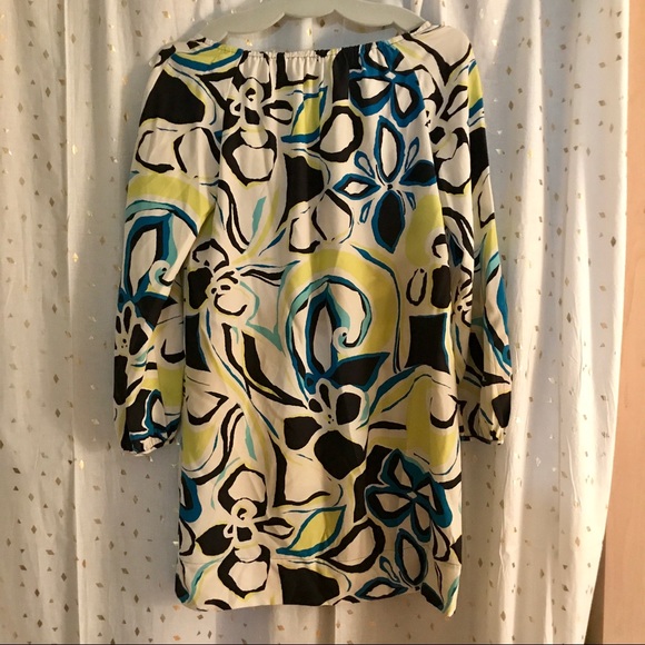 BANANA REPUBLIC PATTERNED SHIFT DRESS W TIE - Picture 6 of 8
