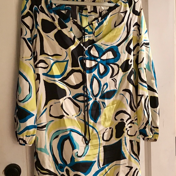 BANANA REPUBLIC PATTERNED SHIFT DRESS W TIE - Picture 8 of 8