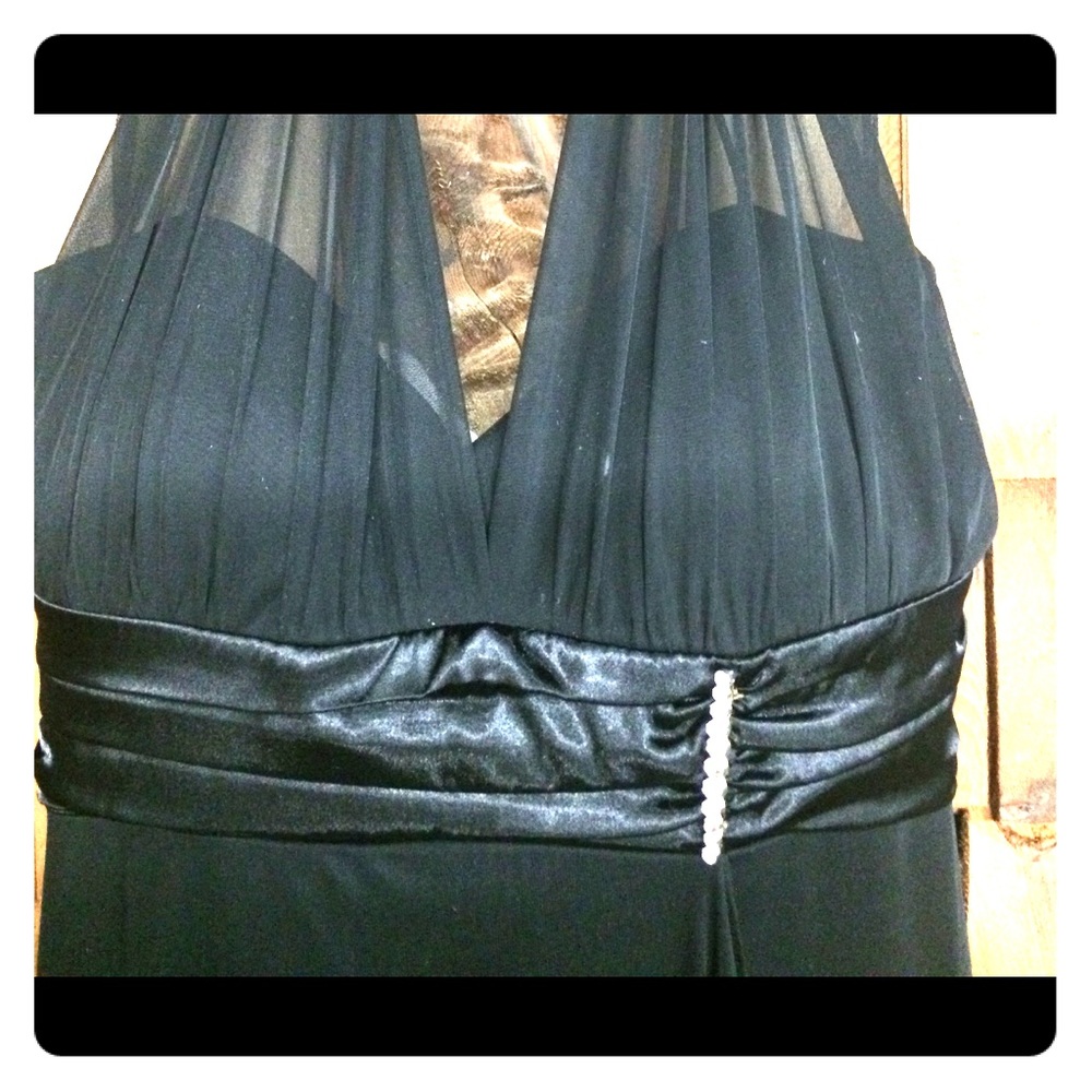 Black halter evening dress