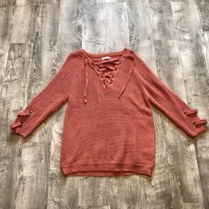knit sweater with strings